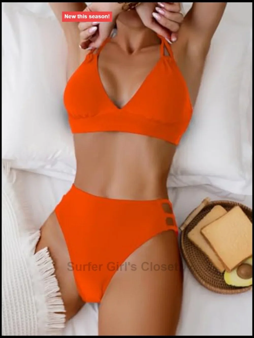 Women's V-Neck Push Up Bikini Set with Criss Cross Back